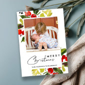 緑の赤い果実の水の色メリークリスマスフォト シーズンカード