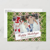 緑の赤い格子松ハッピーホリデーグリーティングフォト 案内ポストカード (正面/裏面)