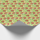 緑の赤い植物蘭の水の色のアートラップ ラッピングペーパー (角)