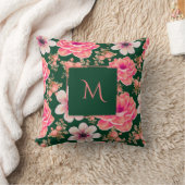 緑の赤い水カラーフローラスクリプト クッション (ブランケット)