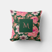 緑の赤い水カラーフローラスクリプト クッション (正面)