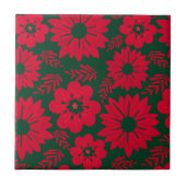 緑の赤い水色のフローラ タイル (正面)