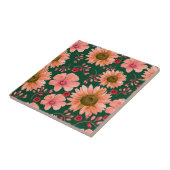 緑の赤い水色のフローラ タイル (側面)