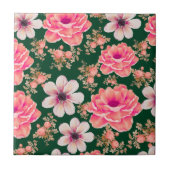 緑の赤い水色のフローラ タイル (正面)