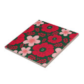 緑の赤い水色のフローラ タイル (側面)