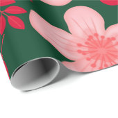 緑の赤い水色のフローラ ラッピングペーパー (ロールコーナー)