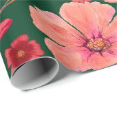 緑の赤い水色のフローラ ラッピングペーパー (ロールコーナー)