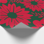 緑の赤い水色のフローラ ラッピングペーパー (角)