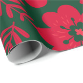 緑の赤い水色のフローラ ラッピングペーパー (ロールコーナー)