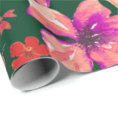 緑の赤い水色のフローラ ラッピングペーパー (ロールコーナー)