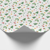緑の赤い白の陽気なクリスマス ラッピングペーパー (角)