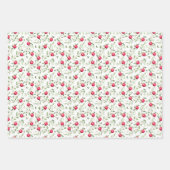 緑の赤い白黒の水の色クリスマス離れの ラッピングペーパーシート (正面2)