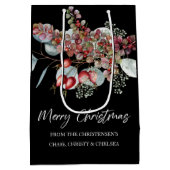 緑の赤い緑の黒いメリークリスマス ミディアムペーパーバッグ (裏面)