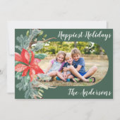 緑の赤い葉植物卵モダンの楕円形の写真 シーズンカード (正面)