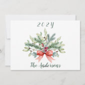 緑の赤い葉植物卵モダンの楕円形の写真 シーズンカード (裏面)