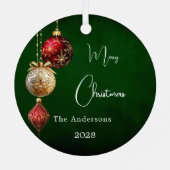 緑の赤い金ゴールドはクリスマス メタルオーナメント (裏面)