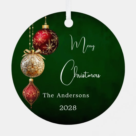 緑の赤い金ゴールドはクリスマス メタルオーナメント (裏面)