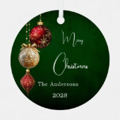 緑の赤い金ゴールドはクリスマス メタルオーナメント (正面)