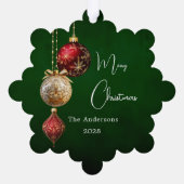 緑の赤い金ゴールドボーブルクリスマスデコール オーナメントカード (裏面)