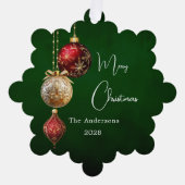 緑の赤い金ゴールドボーブルクリスマスデコール オーナメントカード (正面)