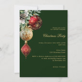 緑の赤い金ゴールドQRコードビジネスクリスマスパーティー 招待状 (正面)