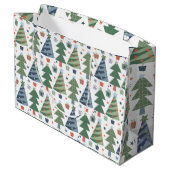 緑の赤い青のクリスマスツリー ラージペーパーバッグ (裏面アングル)
