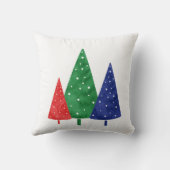 緑の赤い青の水色の木 クッション (裏面)