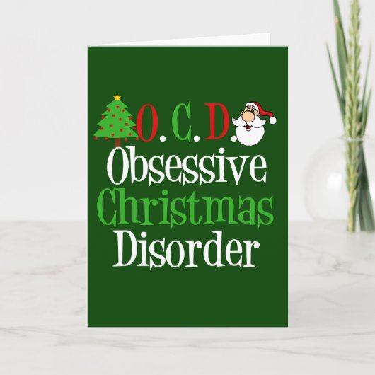 緑の赤おもしろいいクリスマスが取り付き シーズンカード (正面)