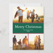 緑の赤かわいい家族3写真メリークリスマス シーズンカード (正面)