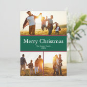 緑の赤かわいい家族3写真メリークリスマス シーズンカード (スタンド正面)
