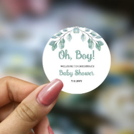 緑の赤ちゃんシャワーああ男の子 ラウンドシール