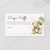 緑の赤ちゃんシャワーおむつラッフルを心待ちにする エンクロージャーカード (正面)