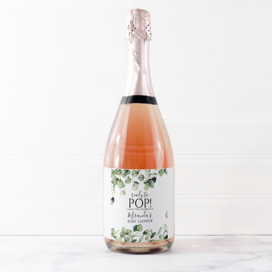 緑の赤ちゃんシャワーきらめくワインボトルラベルW スパークリングワインラベル