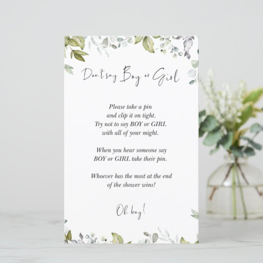 緑の赤ちゃんシャワーのゲームは男の子と女の子と言わない (スタンド正面)