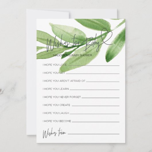 緑の赤ちゃんシャワーのベビーゲームカード 招待状 (正面)