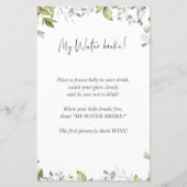 緑の赤ちゃんシャワーのミニサイン – 私の水が壊れた！ (正面)