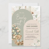 緑の赤ちゃんシャワーを待つことができる 招待状 (正面)