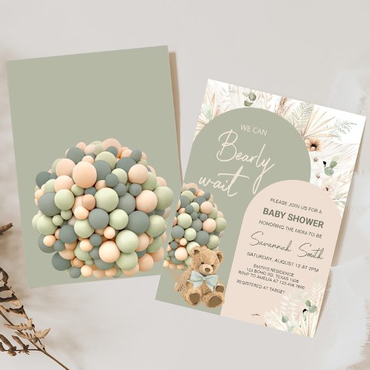 緑の赤ちゃんシャワーを待つことができる 招待状