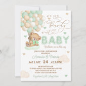 緑の赤ちゃんシャワーを待つことができる 招待状 (正面)