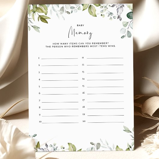 緑の赤ちゃんシャワーゲーム – ベビーメモリ