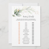 緑の赤ちゃんシャワービンゴ/トレイトゲーム 招待状 (裏面)