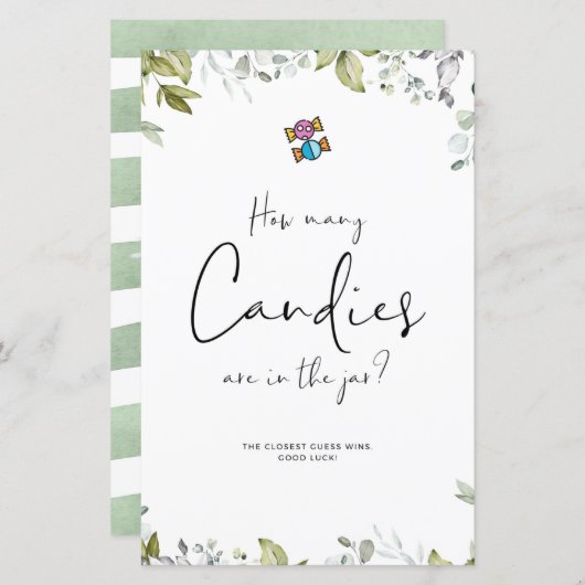 緑の赤ちゃんシャワーミニサインいくつキャンディ (正面/裏面)