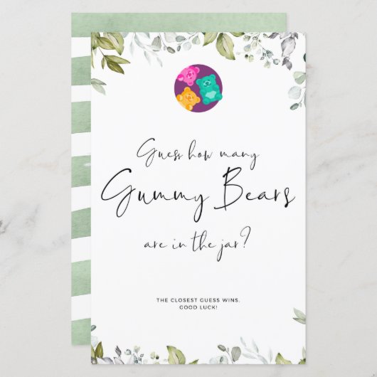 緑の赤ちゃんシャワーミニサイングミベア (正面/裏面)