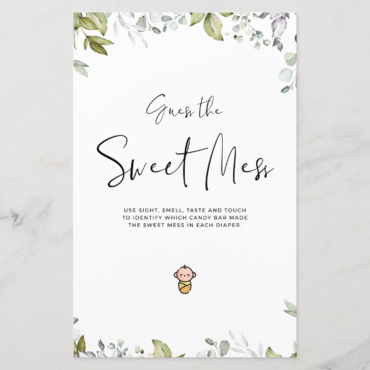 緑の赤ちゃんシャワーミニサイン甘い混乱を推測 (正面)