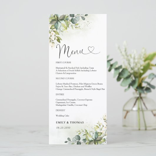 緑の赤ちゃんシャワーメニュー メニュー (スタンド正面)