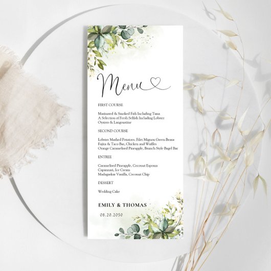 緑の赤ちゃんシャワーメニュー メニュー