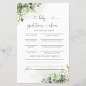 緑の赤ちゃんシャワー予測カード (正面)