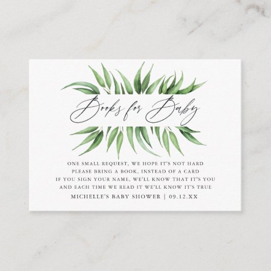 緑の赤ちゃんシャワー予約リクエスト エンクロージャーカード (正面)