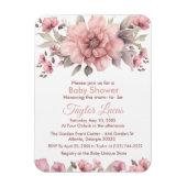 緑の赤ちゃんシャワー付きピンクローズ招待状 マグネット (縦)