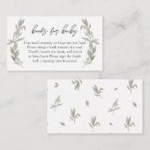 緑の赤ちゃんシャワー本ベビー，代わりに本 エンクロージャーカード (正面/裏面)